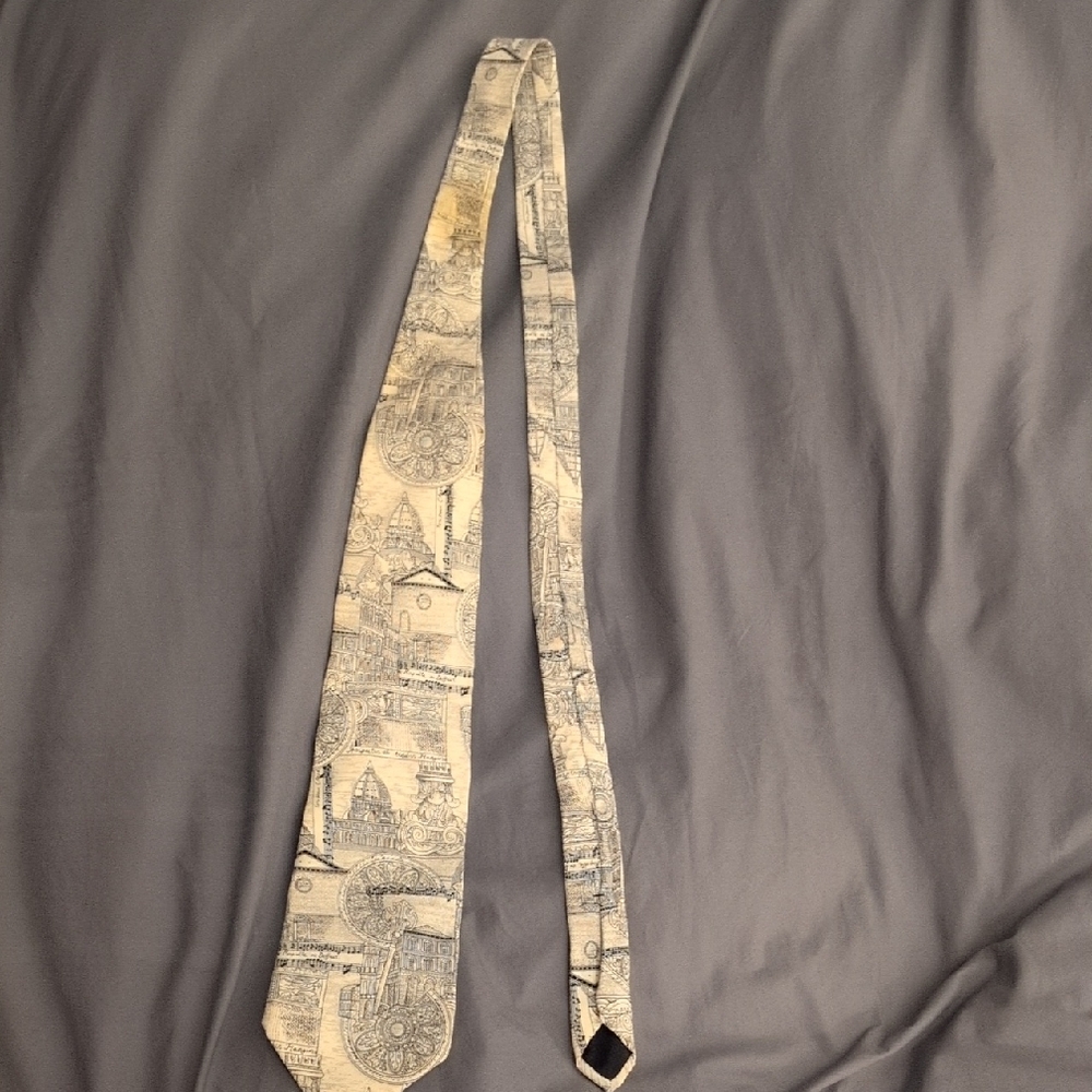 3 For 10 Dollars All Ties. Echo Cream and Black Architectural Print Tier
